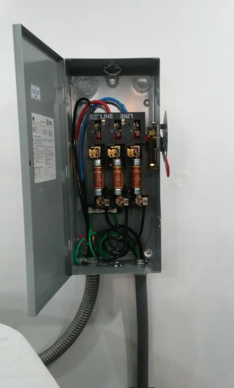 Three-phase disconnect switch installed for Electrical Wiring & Rewiring in Bangor Base